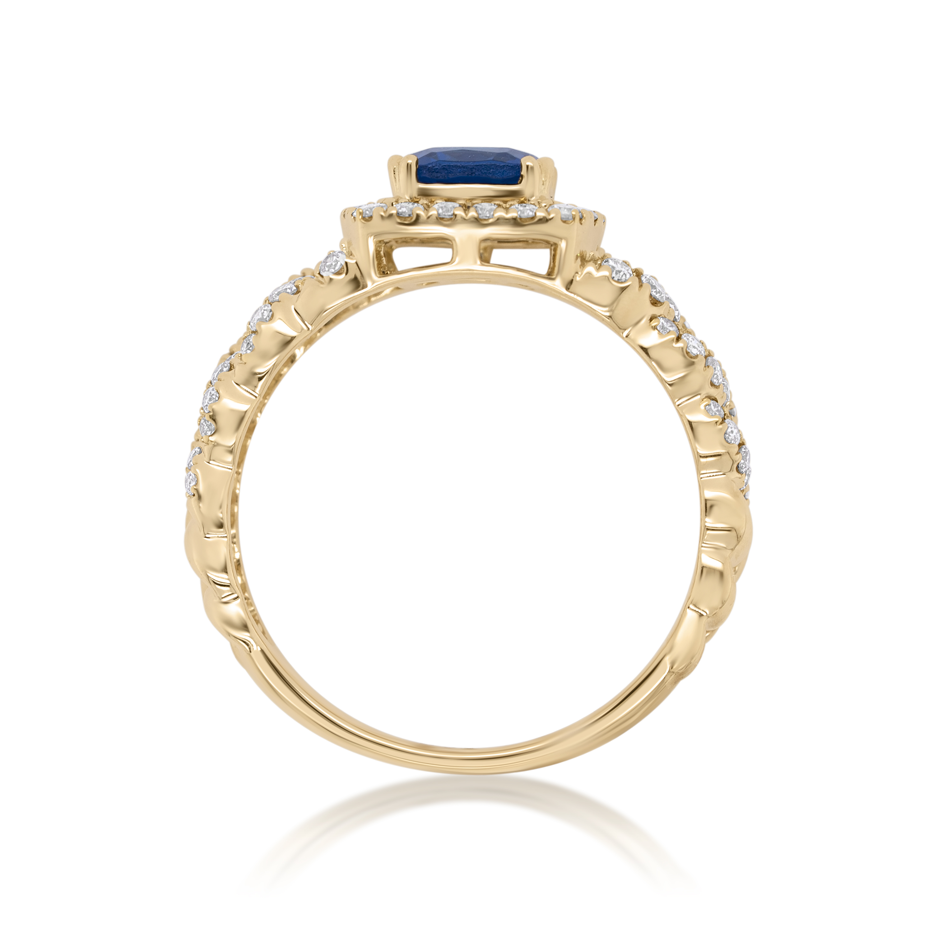 Diamond Ring 0.55 ct. 14K Yellow Gold Blue Center Stone